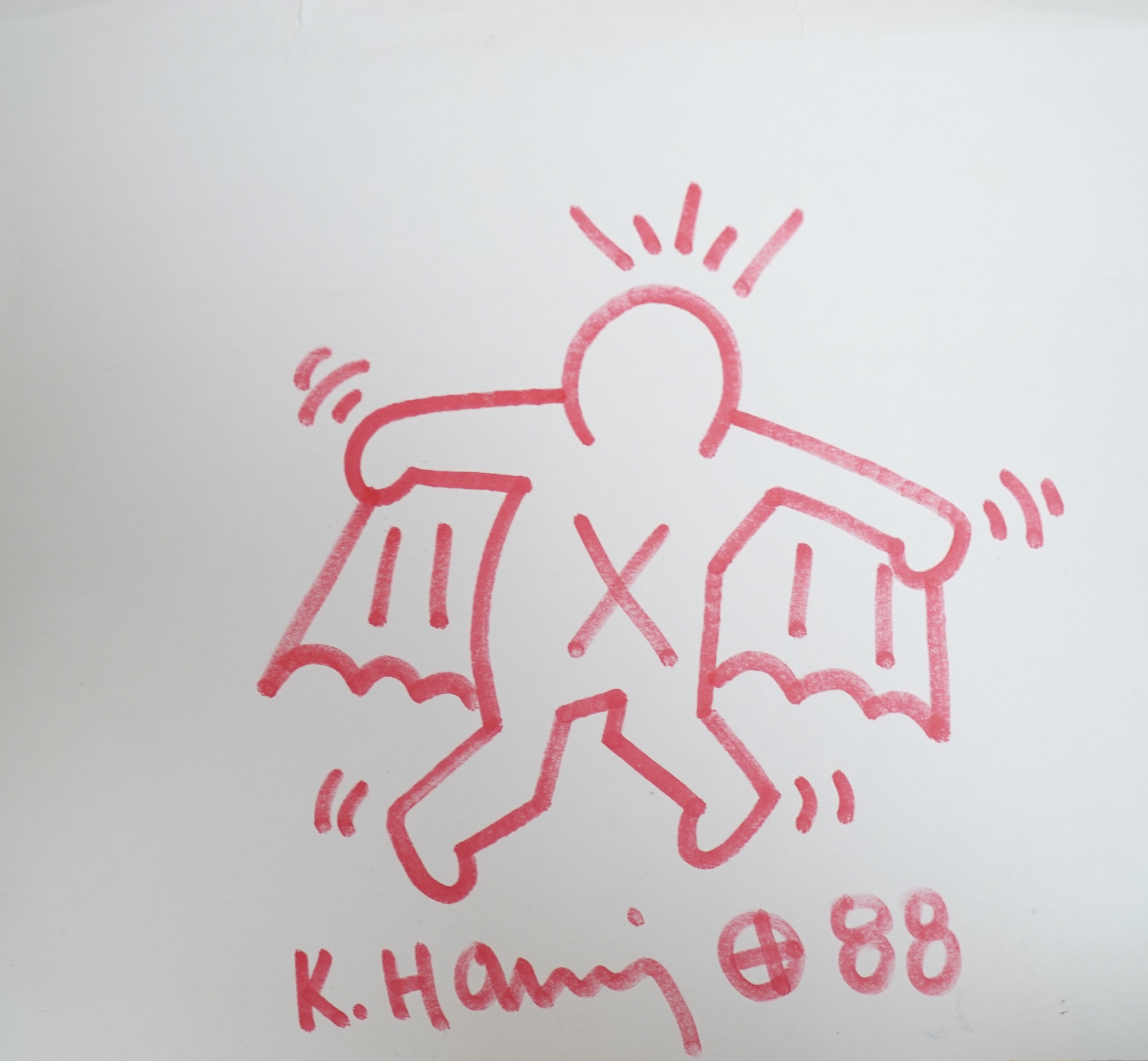 After Keith Haring (American, 1958-1990), Study of a winged figure, Pop Art style felt pen on paper, unframed, 22 x 24cm